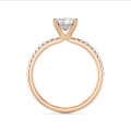 2.00 carat solitaire ring with a lab grown princess diamond and hidden halo in red gold