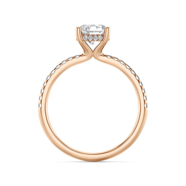 New arrivals - 2.00 carat solitaire ring in red gold with hidden halo