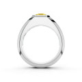 2.00 carat signet ring with a yellow lab grown asscher cut diamond in platinum