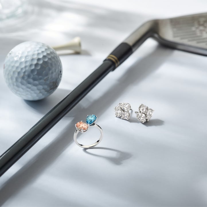 6.00 carat lab grown diamond trilogy earrings in yellow gold