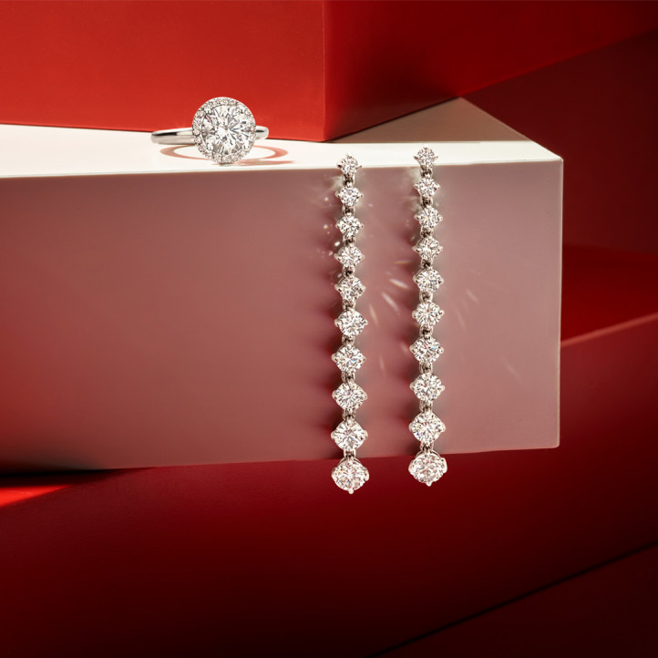 Gradient earrings with 5.85 carat lab grown diamonds in white gold