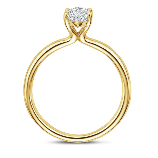 Engagement rings - 1.00 carat solitaire ring with lab grown marquise diamond in yellow gold