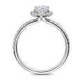 2.00 carat solitaire halo ring with lab grown marquise diamond in white gold with round lab grown diamonds