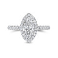 2.50 carat solitaire halo ring with lab grown marquise diamond in white gold with round lab grown diamonds