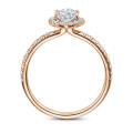 2.50 carat solitaire halo ring with lab grown marquise diamond in red gold with round lab grown diamonds