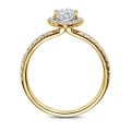 2.50 carat solitaire halo ring with lab grown marquise diamond in yellow gold with round lab grown diamonds