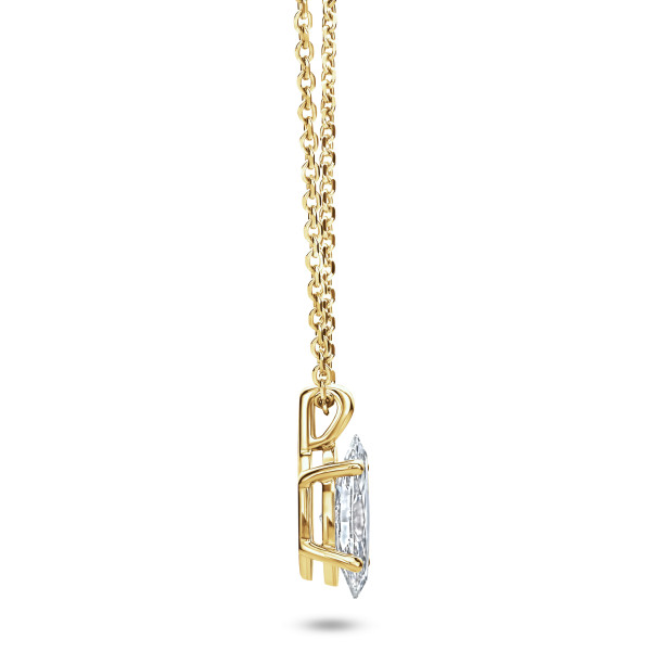 1.00 carat solitaire lab grown marquise cut diamond pendant in yellow gold