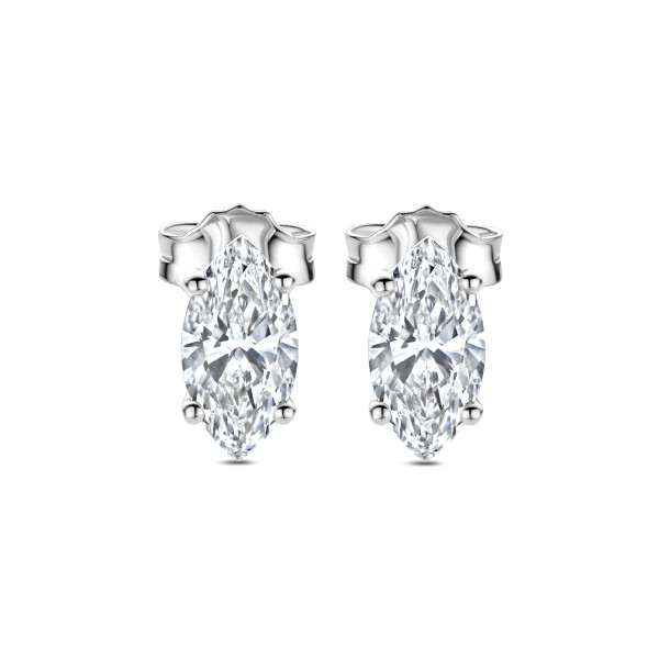 Earrings - 2.00 carat solitaire lab grown marquise cut diamond earrings in white gold