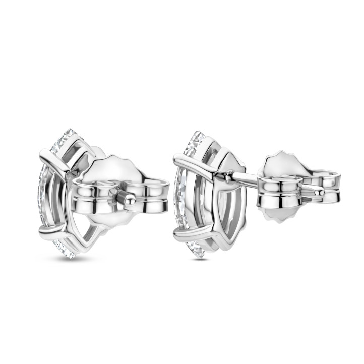 2.00 carat solitaire lab grown marquise cut diamond earrings in white gold