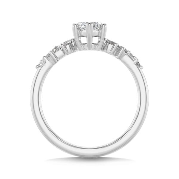 1.50 carat solitaire cluster ring in white gold with marquise diamond