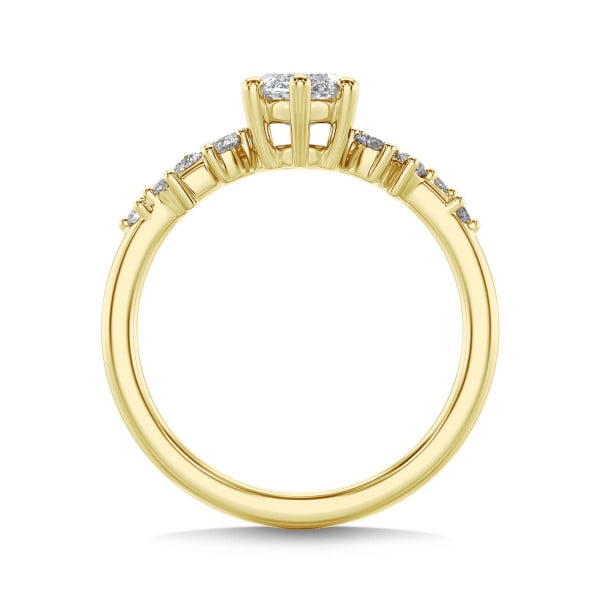 Rings - 1.50 carat solitaire cluster ring in yellow gold with marquise diamond