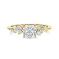 2.00 carat solitaire cluster ring in yellow gold with a cushion cut diamond