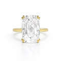 One-of-a-kind 10.14 ct Lab-Grown Elongated Old Mine Cushion cut diamond ring in yellow gold