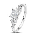 2.00 carat solitaire cluster ring in white gold with an asscher cut diamond
