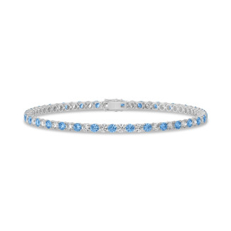3.50 quilates pulsera rivièra en oro blanco con diamantes cultivados en laboratorio azules y blancos