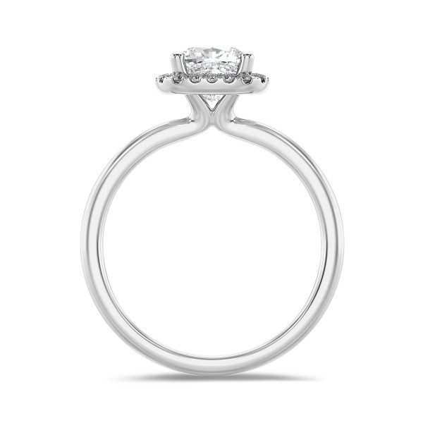 Anillos de compromiso - 1.50 quilates halo anillo solitario diamante cojín cultivado en laboratorio en oro blanco con diamantes redondos cultivados en laboratorio