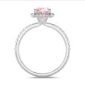 2.50 quilates halo anillo solitario diamante cojín rosa cultivado en laboratorio en oro blanco con diamantes redondos cultivados en laboratorio