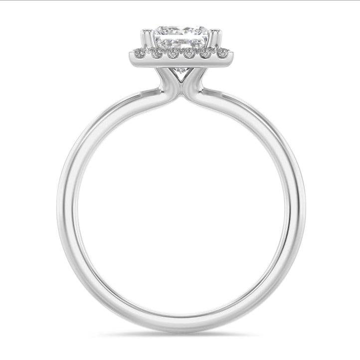 3.00 quilates halo anillo solitario diamante princesa cultivado en laboratorio en oro blanco con diamantes redondos cultivados en laboratorio