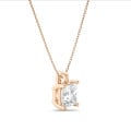 1.00 quilates colgante solitario diamante princesa cultivado en laboratorio en oro rojo