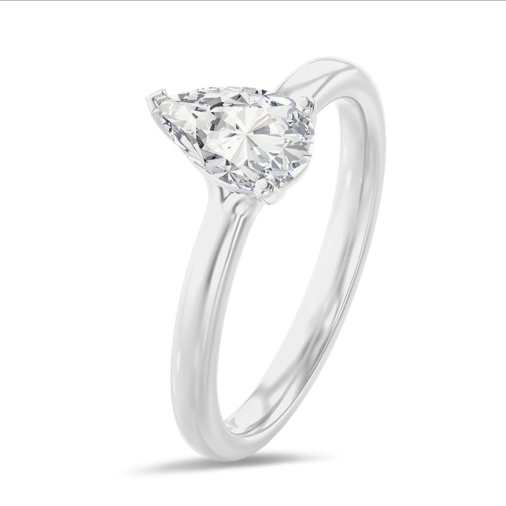 1.20 quilates anillo solitario en oro blanco con diamante pera cultivado en laboratorio