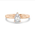 2.00 quilates anillo solitario en oro rojo con diamante pera cultivado en laboratorio