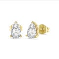 4.00 quilates pendientes solitario diamante talla pera cultivado en laboratorio en oro amarillo