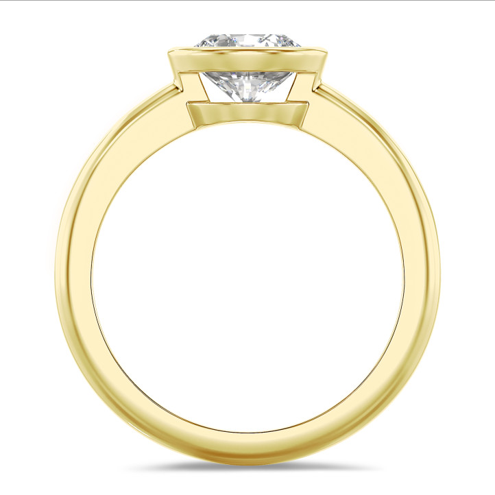 2.00 quilates anillo solitario en oro amarillo con un diamante redondo cultivado en laboratorio