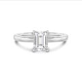 2.50 quilates anillo solitario diamante talla esmeralda cultivado en laboratorio en oro blanco