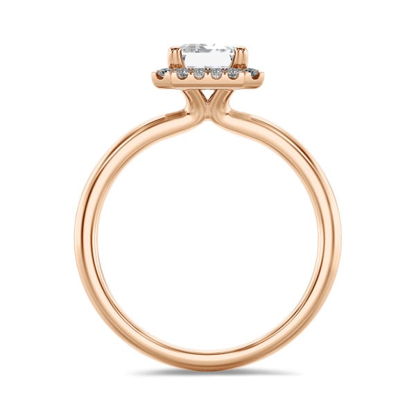 3.00 quilates halo anillo solitario diamante talla esmeralda cultivado en laboratorio en oro rojo con diamantes redondos cultivados en laboratorio