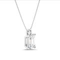 3.00 quilates colgante solitario diamante talla esmeralda cultivado en laboratorio en oro blanco