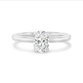 1.50 quilates anillo solitario diamante ovalado cultivado en laboratorio en oro blanco