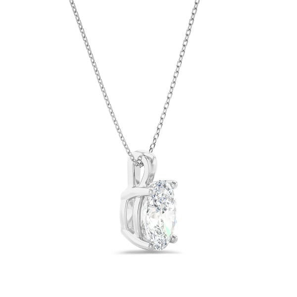 Gargantilla - 1.00 quilates colgante solitario diamante ovalado cultivado en laboratorio en oro blanco