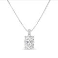 3.00 quilates colgante solitario diamante ovalado cultivado en laboratorio en oro blanco