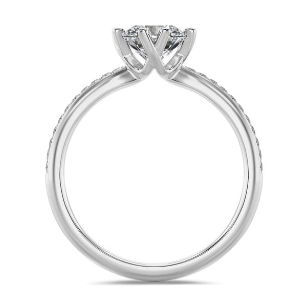 Anillos de compromiso - 2.00 quilates anillo solitario diamante cultivado en laboratorio de oro blanco con diamantes laterales cultivados en laboratorio