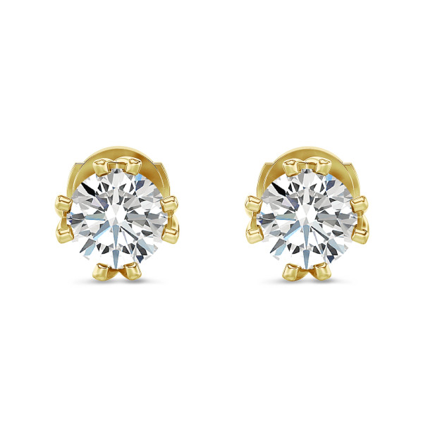 Pendientes - 2.00 quilates pendientes solitario en oro amarillo con ocho garras