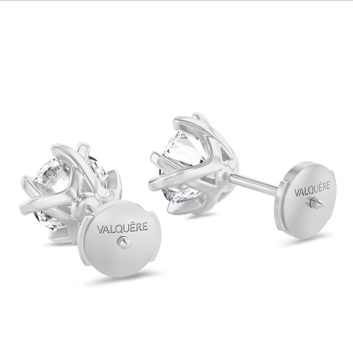 3.00 quilates pendientes solitario en oro blanco con ocho garras
