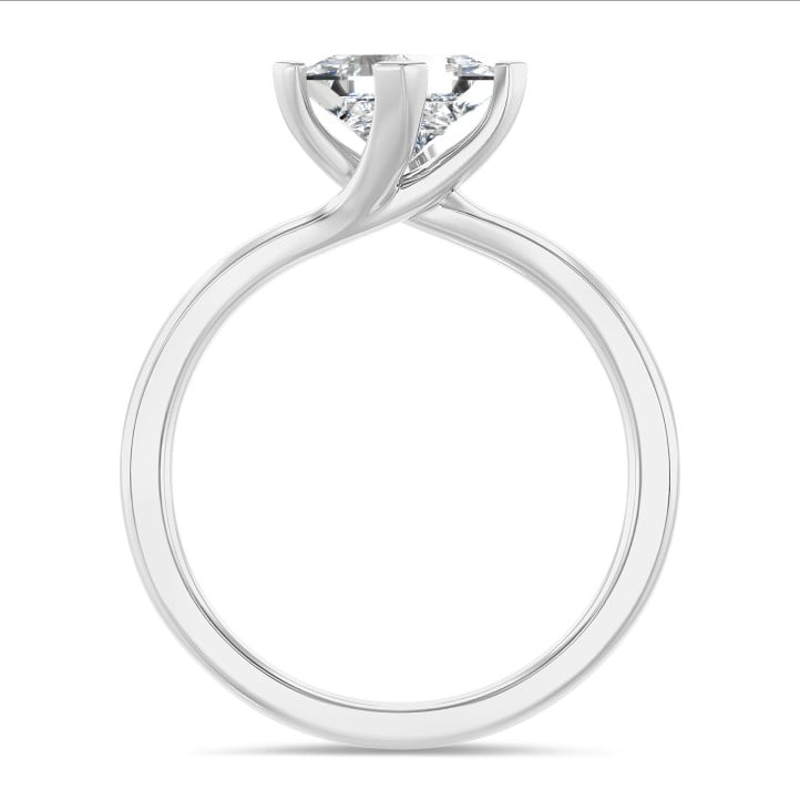1.20 quilates anillo solitario en platino con diamante princesa cultivado en laboratorio