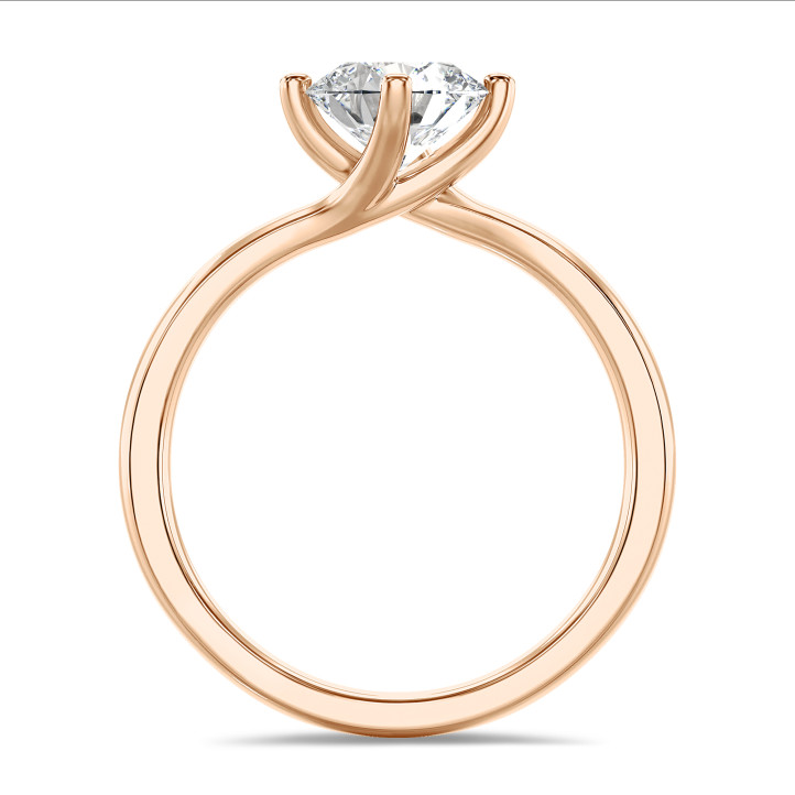 2.00 quilates anillo solitario diamante cultivado en laboratorio de oro rojo