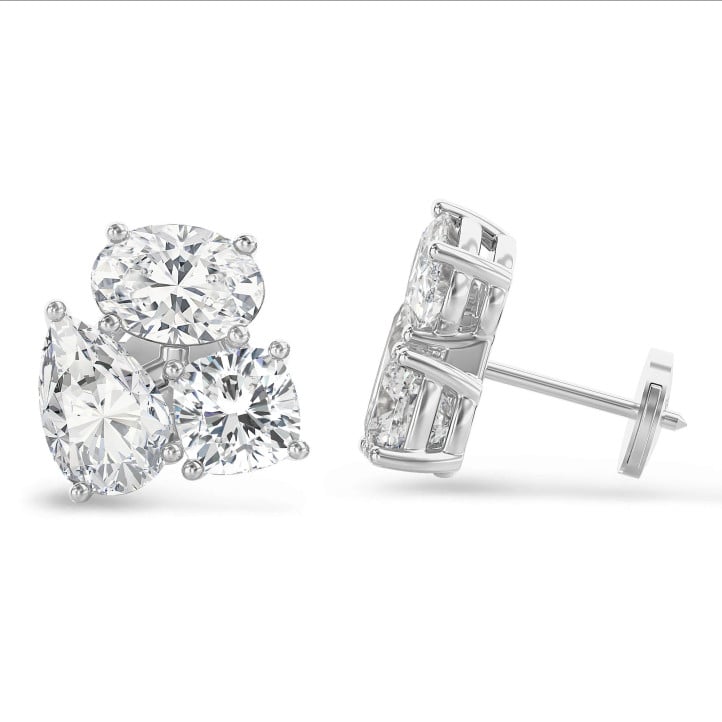 6.00 quilates pendientes trilogía de diamantes cultivados en laboratorio en oro blanco