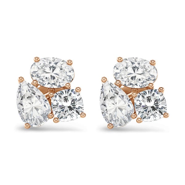 Novedades - 6.00 quilates pendientes trilogía de diamantes cultivados en laboratorio en oro rojo
