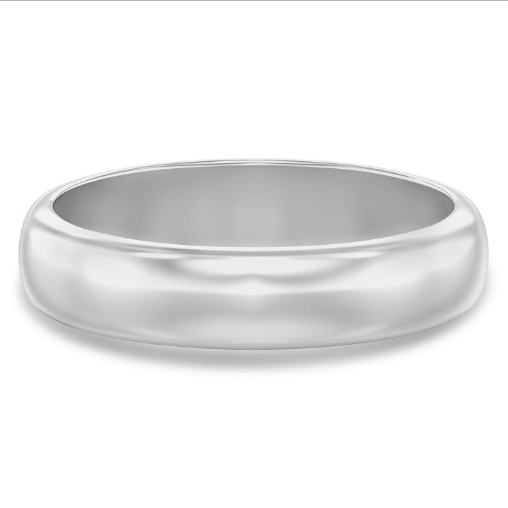 Anillo de boda con superficie esférica de 5.00 mm en oro blanco