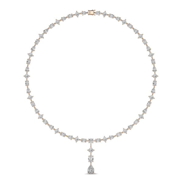 Novedades - 24.70 quilates gargantilla de diamantes cultivados en laboratorio en oro rojo con colgante desmontable