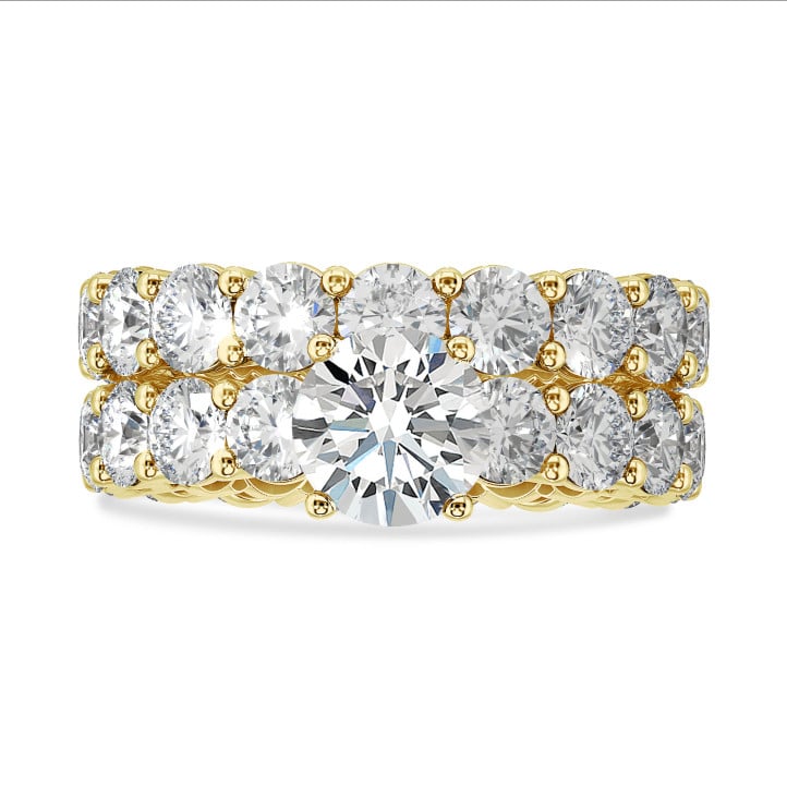 1.50 quilates anillo solitario en oro amarillo con diamantes redondos cultivado en laboratorio