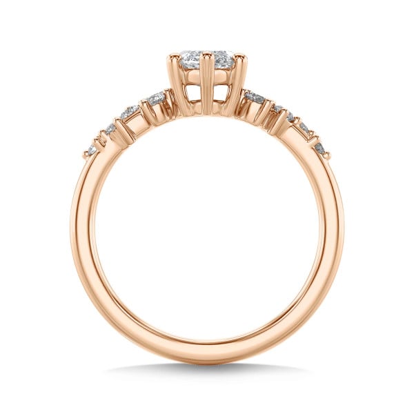 Anillos de compromiso - 1.00 quilates anillo solitario en racimo de oro rojo con un diamante talla marquesa