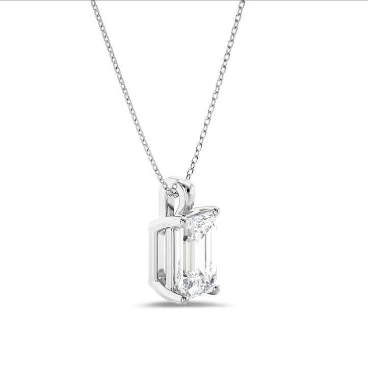 5.00 quilates colgante solitario diamante talla esmeralda cultivado en laboratorio en oro blanco
