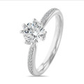 5.00 quilates anillo solitario diamante cultivado en laboratorio de oro blanco con diamantes laterales cultivados en laboratorio