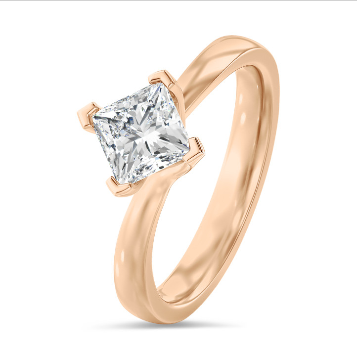5.00 quilates anillo solitario en oro rojo con diamante princesa cultivado en laboratorio