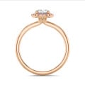 5.00 quilates halo anillo solitario diamante ovalado cultivado en laboratorio en oro rojo con diamantes redondos rosas cultivados en laboratorio