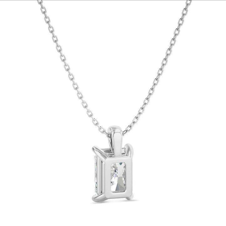 1.00 quilates colgante solitario diamante de talla radiante cultivado en laboratorio en oro blanco
