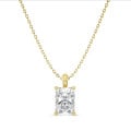 3.00 quilates colgante solitario diamante de talla radiante cultivado en laboratorio en oro amarillo